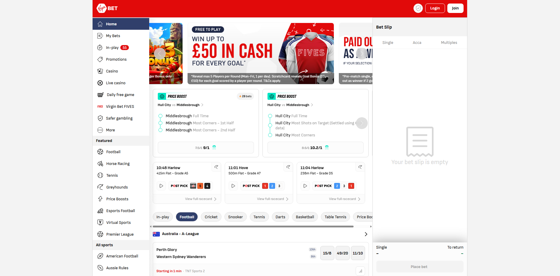 Virgin Bet Screenshot